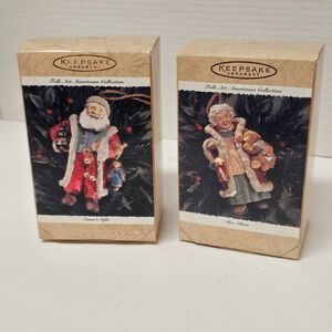 1996 Santa's Gifts Mrs. Claus Hallmark Keepsake Ornaments Vtg Set of 2 Christmas